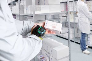 Wearable barcode scanner in warehouse